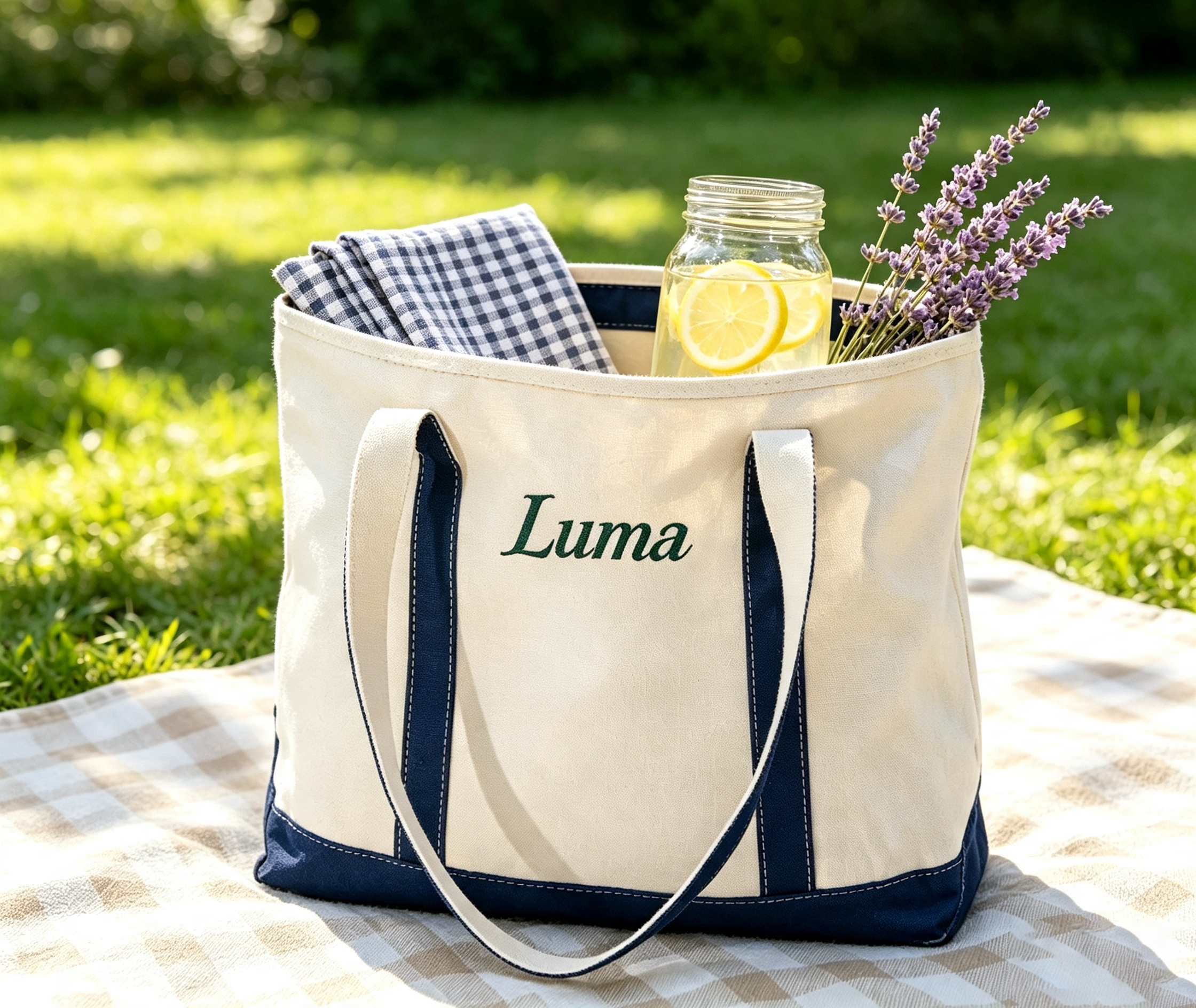 Embroidered Cotton Canvas Tote Bag Reusable Shoulder Shopping Bag